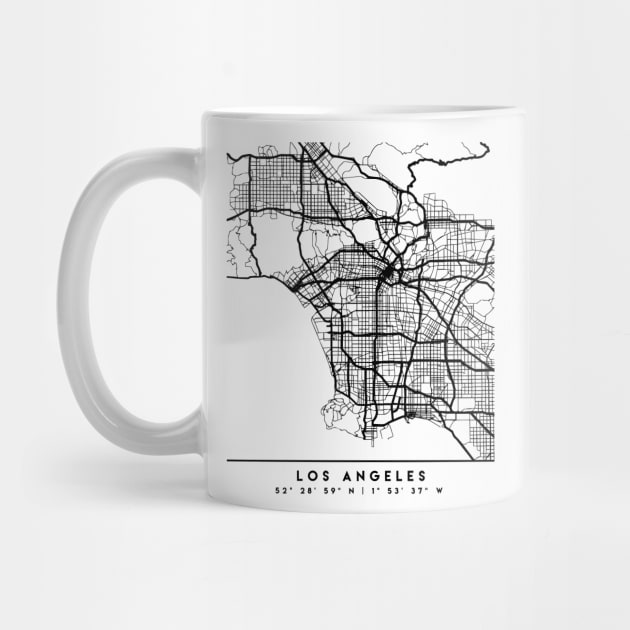 LOS ANGELES CALIFORNIA BLACK CITY STREET MAP ART by deificusArt